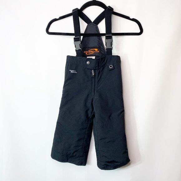 Obermeyer Kids Black Racerback Pockets Activewear Overall Snow Bib Pants Size 3 - Picture 1 of 5